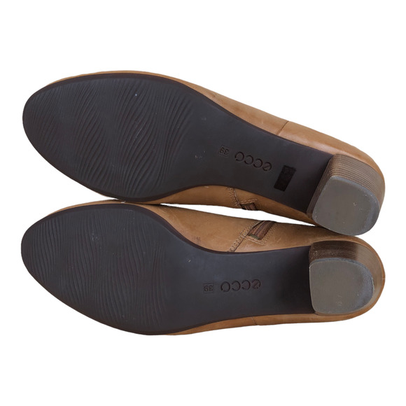 ECCO Leather Ankle Boots Brown Booties with Buckle Detailing Womens size 8 - Picture 11 of 13